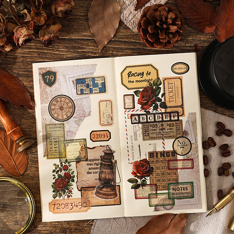 Matte Vintage Label Washi Stickers