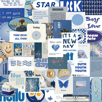 Blue Aesthetic Die-Cut Stickers