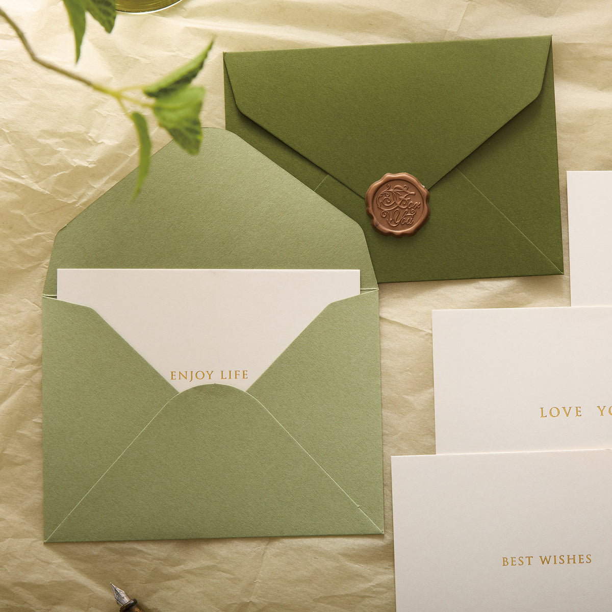 Green Envelope & A6 Greeting Cards Set