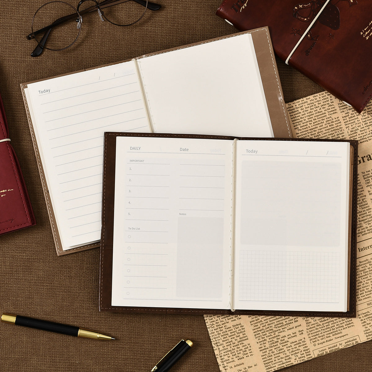 Gold Foil Strawberry Leatherette Notebook-Set of 4