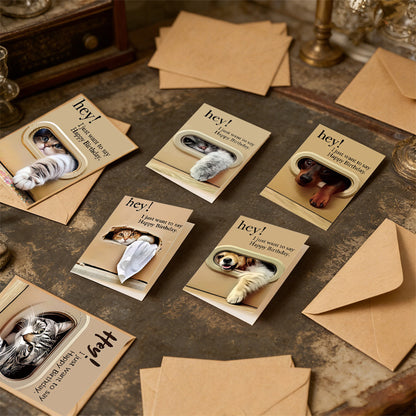 Cute Pet Birthday Cards Set with Envelopes