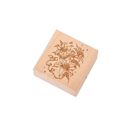 Wildflowers Wooden Rubber Stamp