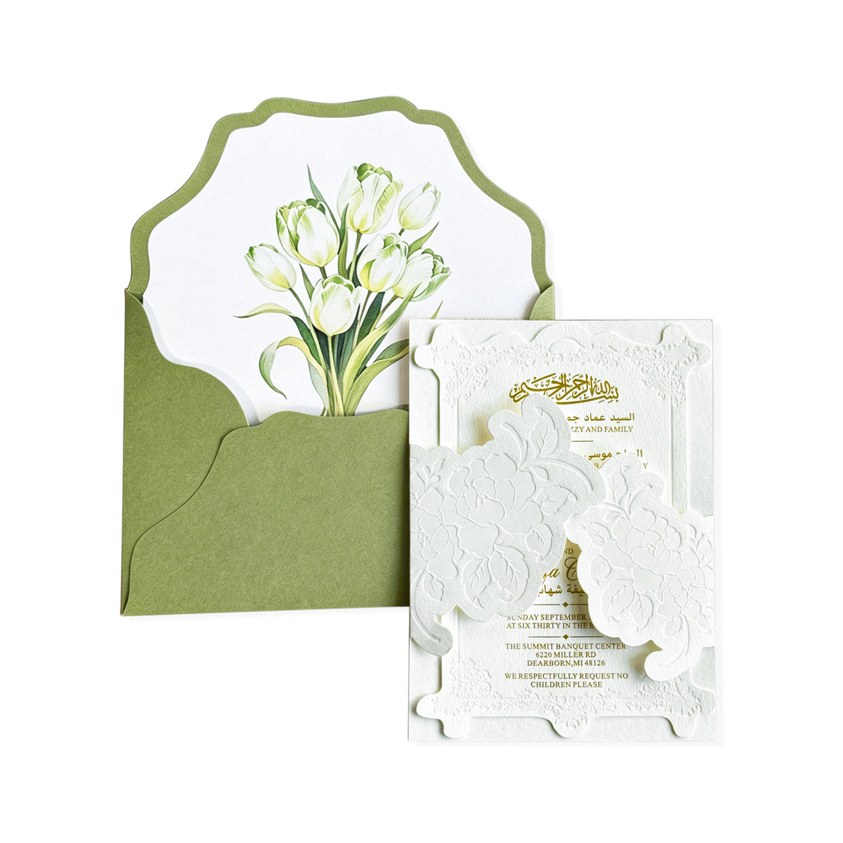 Blind-Embossed Floral Wedding Invitation Set