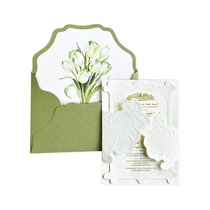 Blind-Embossed Floral Wedding Invitation Set