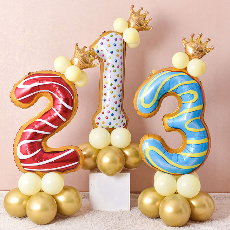 Donut Number Birthday Party Foil Balloon