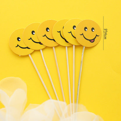 Bear, Smiley Face and Happy Birthday Flag Cake Toppers