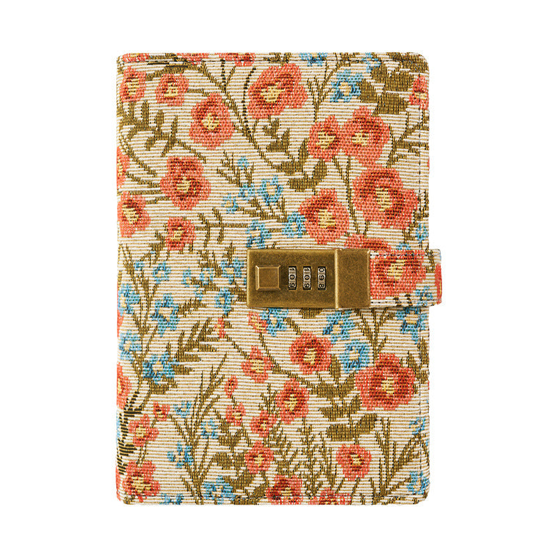 B6 Fabric Password with Lock Vintage Floral Journal Notebook