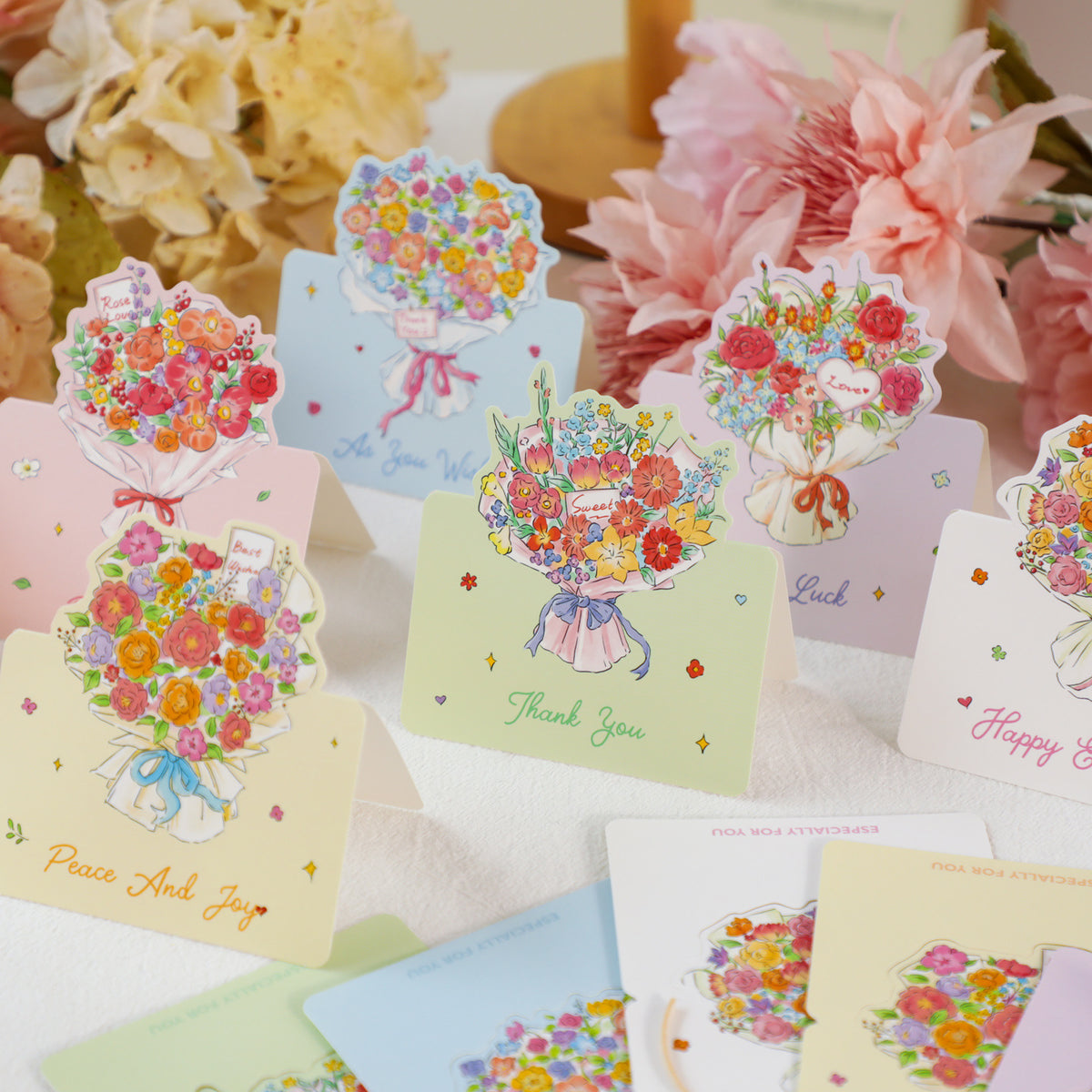 10 Flower Bouquet Stand-Up Greeting Card