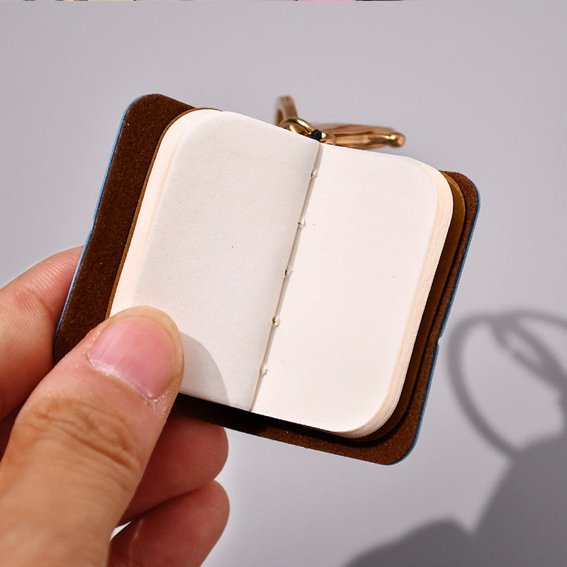 Mini PU Leather Notebook Keychain Pendant