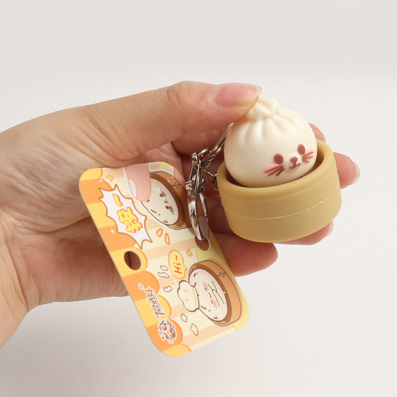 Steamer Basket Dumpling Keychain Set