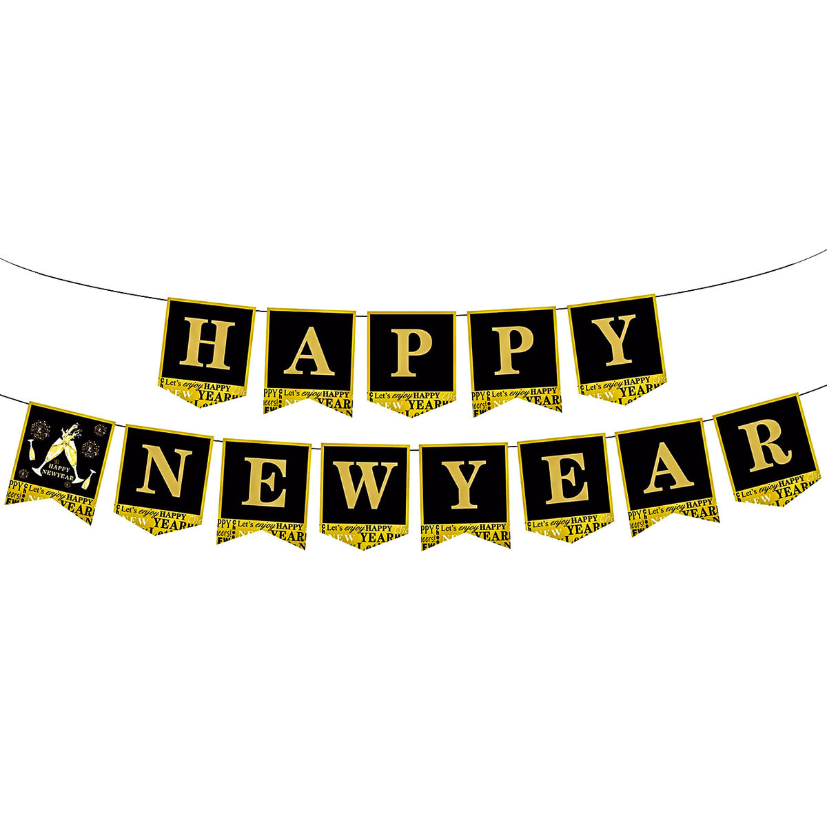 10 Black Gold New Year Decoration Set