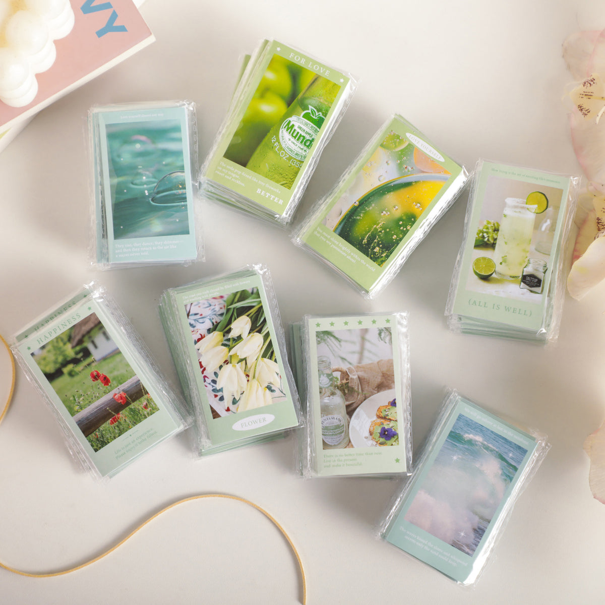 Pastel Photo Sealing Stickers with English Quotes – 8-Piece Assorted Set