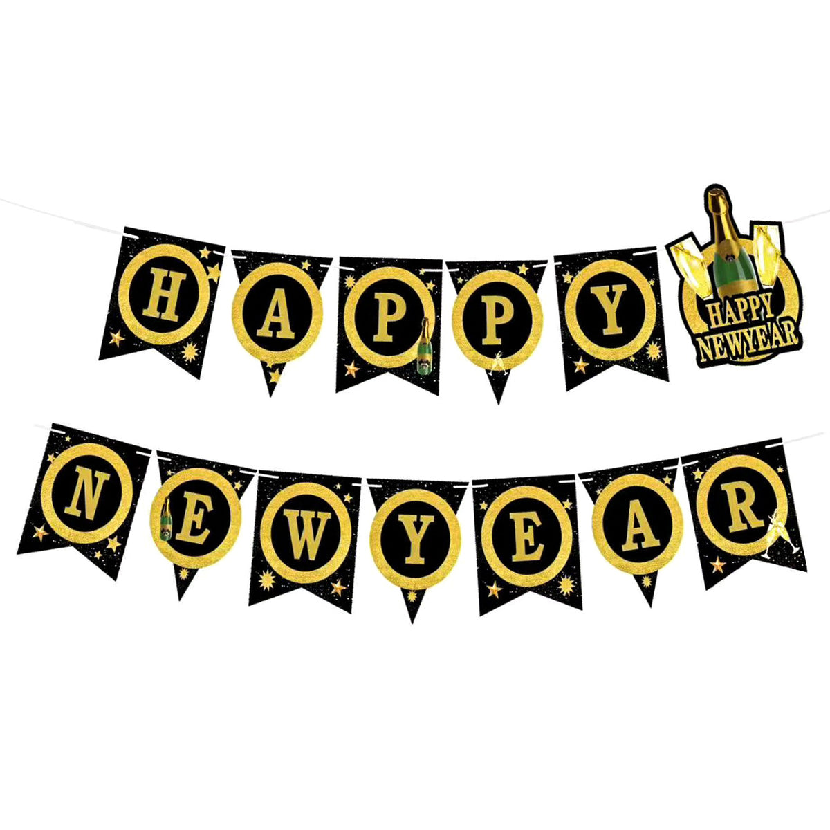 10 Black Gold New Year Decoration Set