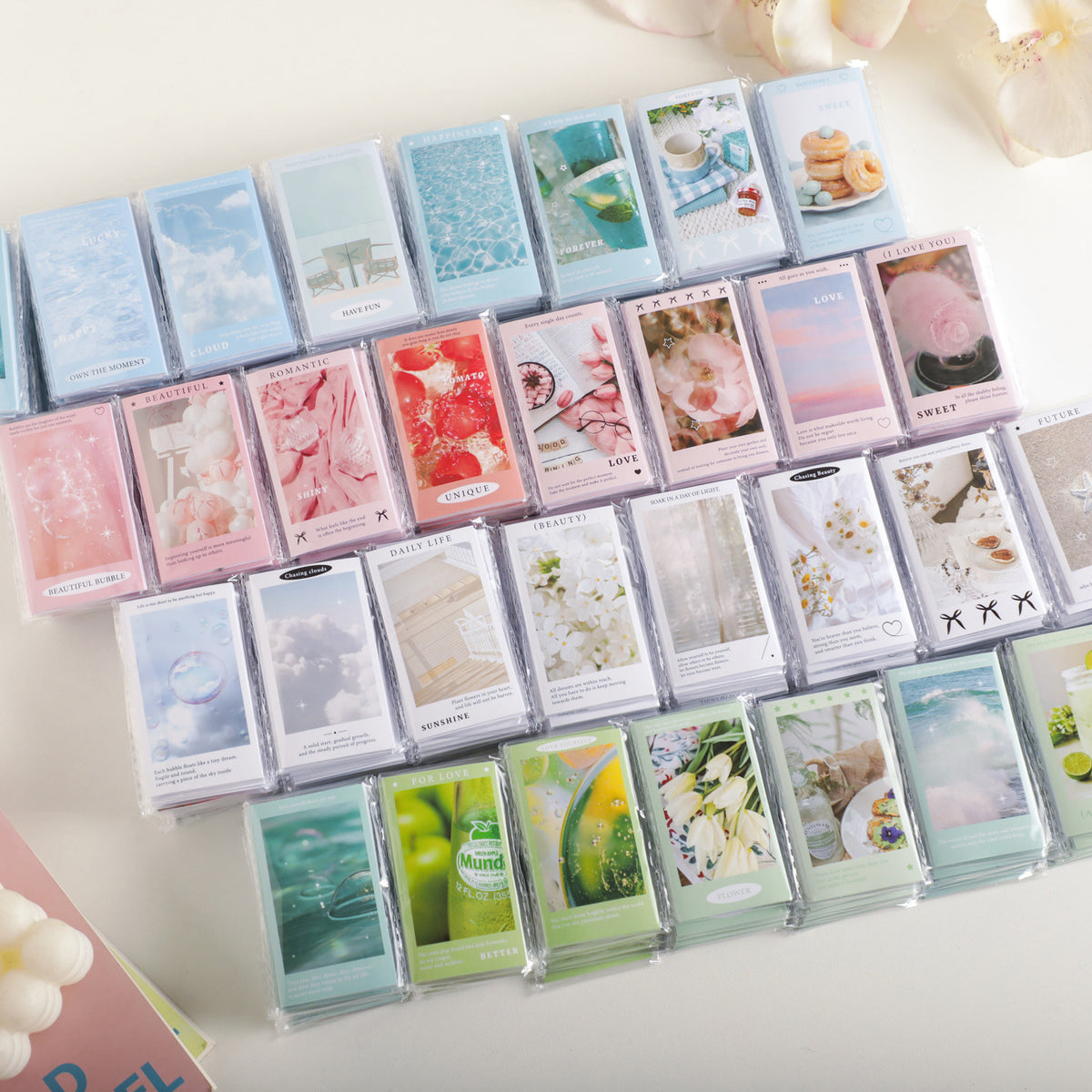 Pastel Photo Sealing Stickers with English Quotes – 8-Piece Assorted Set