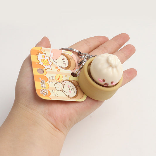 Steamer Basket Dumpling Keychain Set