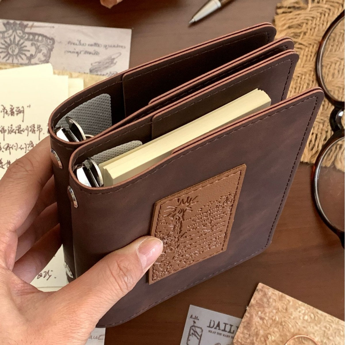 Vintage Leather Look Ring Notebook