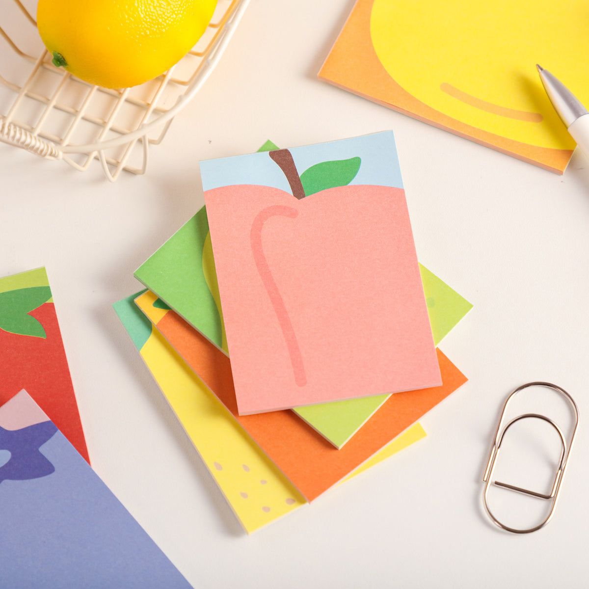 Bold Fruit Memo Pad Set with Full-Bleed Fruit Artwork – 8-Piece Assorted Set