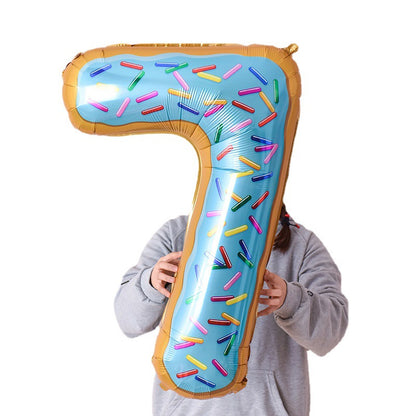Donut Number Birthday Party Foil Balloon