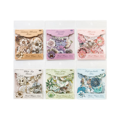 Vintage Flower Hard Card Stickers with Printed Fabric Texture