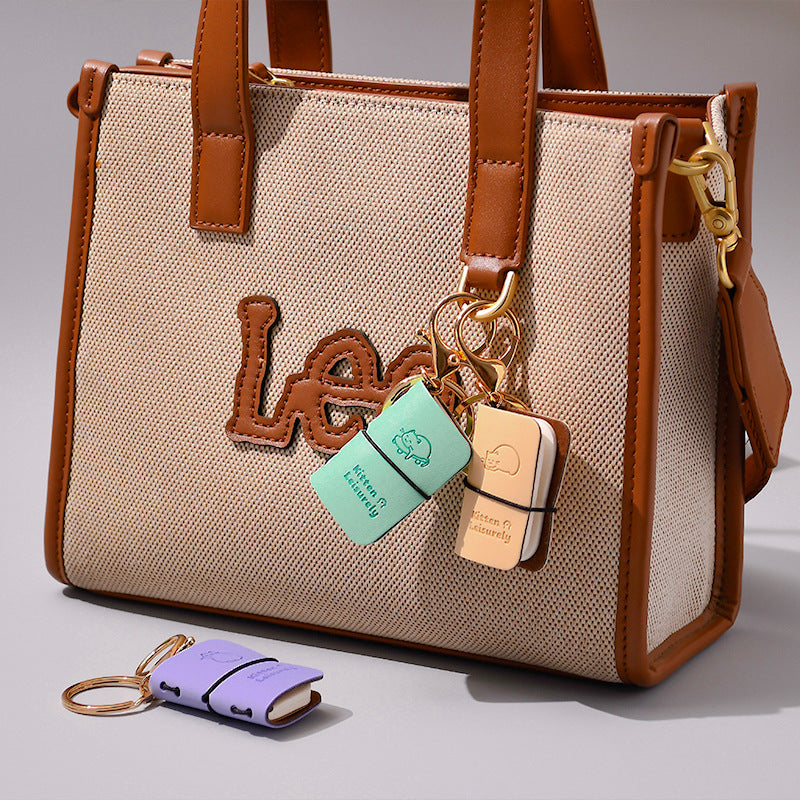 Mini PU Leather Notebook Keychain Pendant