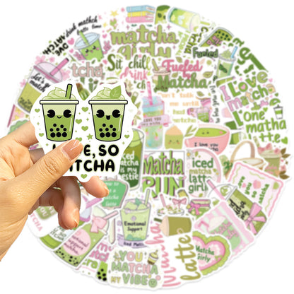 Matcha Girly Die-Cut Stickers
