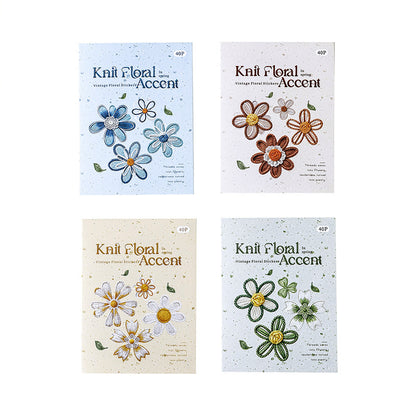 Knit Floral Accent PET Stickers - Printed Embroidery Effect