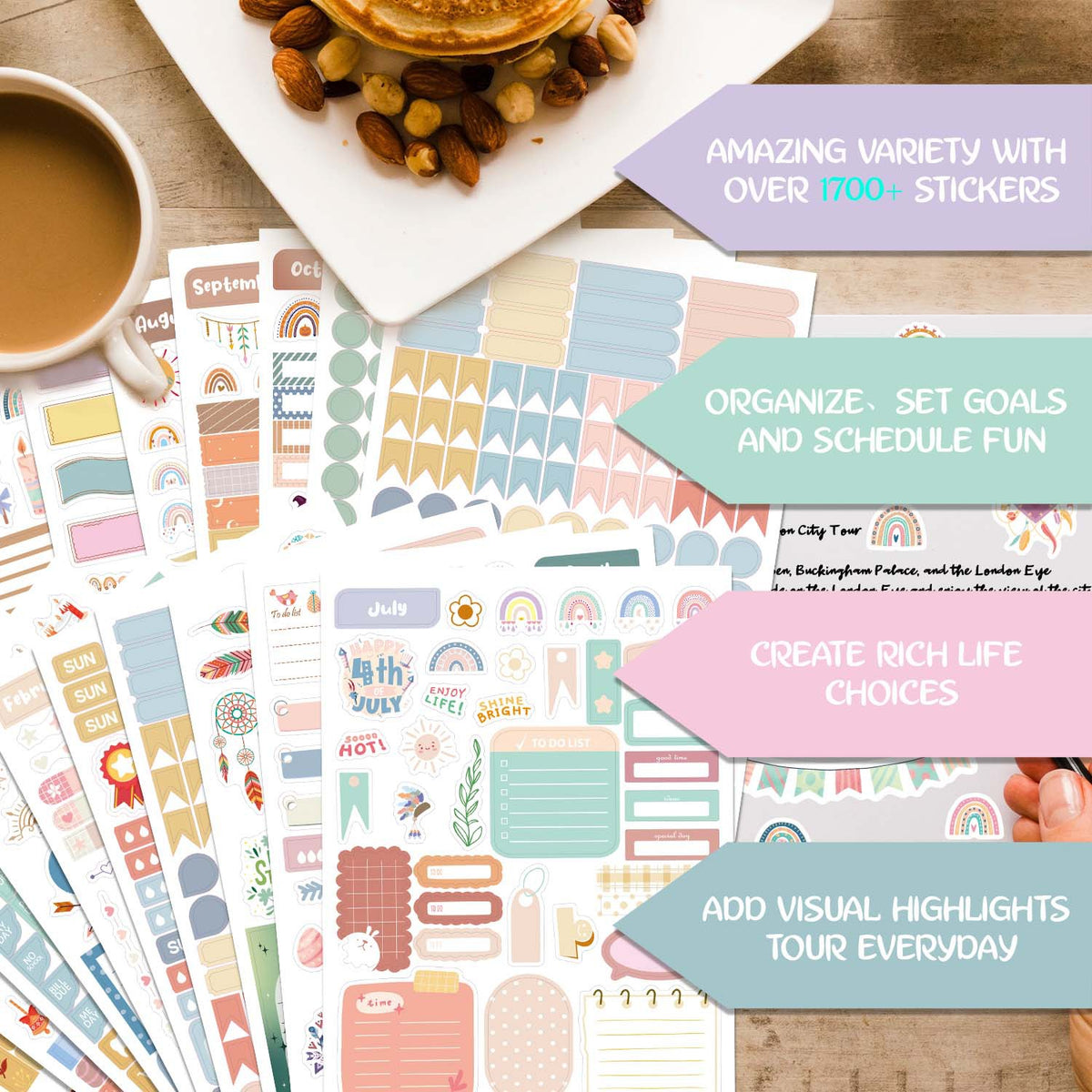 Aesthetic Planner Sticker Book – 24 Sheets, 1700+ Stickers