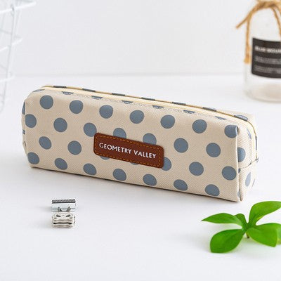 Dot Grid Fabric Pencil Case