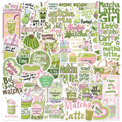 Matcha Girly Die-Cut Stickers