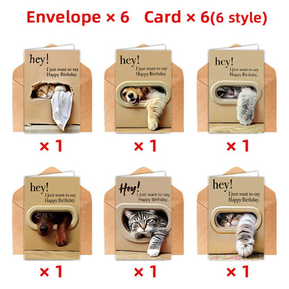 Cute Pet Birthday Cards Set with Envelopes