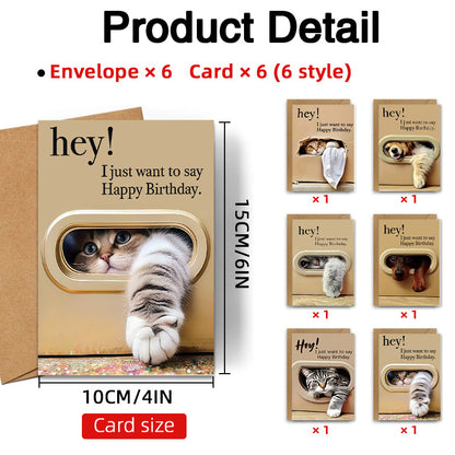 Cute Pet Birthday Cards Set with Envelopes