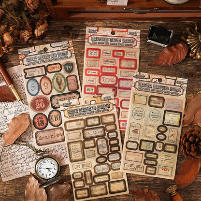 Matte Vintage Label Washi Stickers