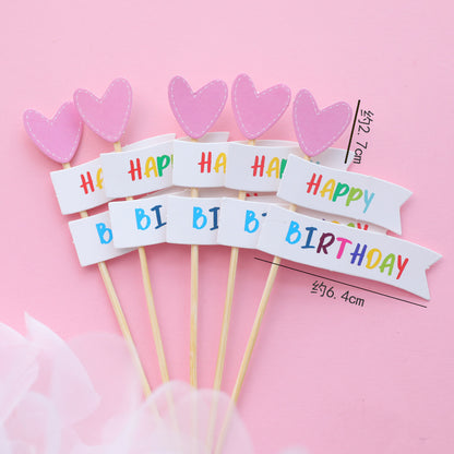 Bear, Smiley Face and Happy Birthday Flag Cake Toppers