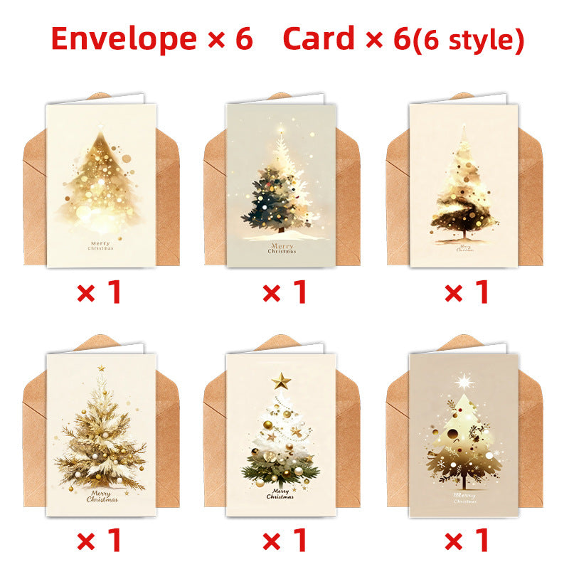 Christmas Tree Greeting Card Set with Kraft Envelopes