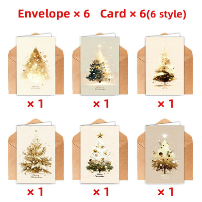 Christmas Tree Greeting Card Set with Kraft Envelopes