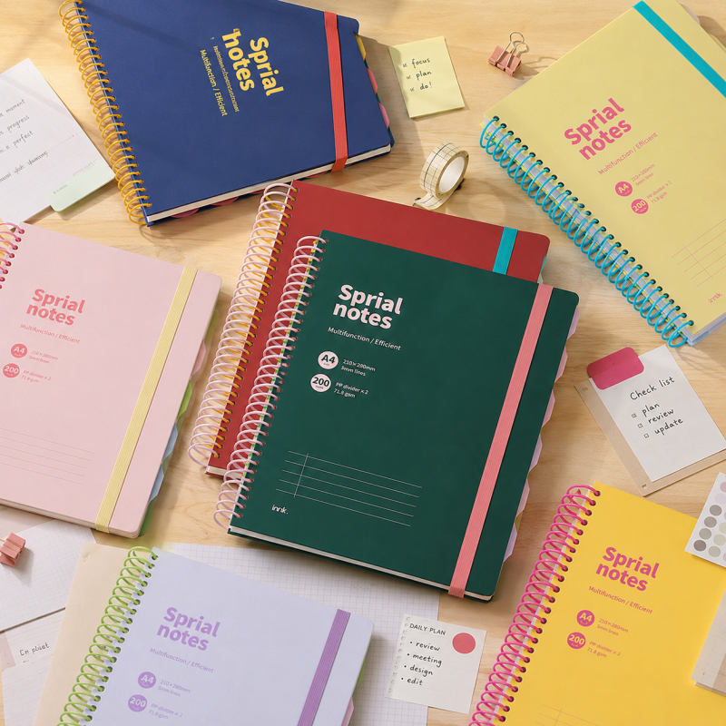 A4 Colorful Large Coil Spiral Notebook