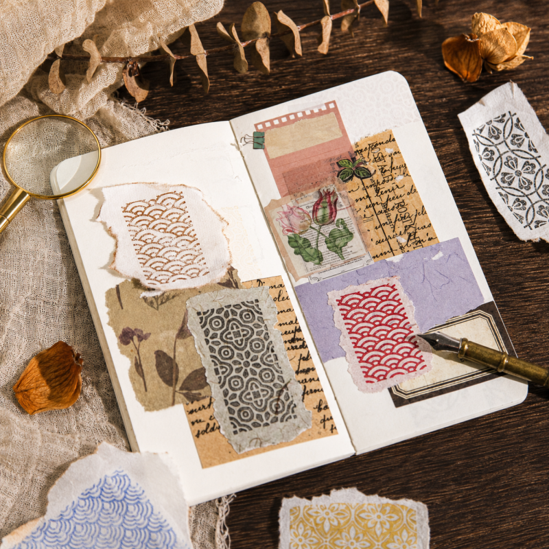 Vintage Series Beechwood Rubber Pattern Stamps