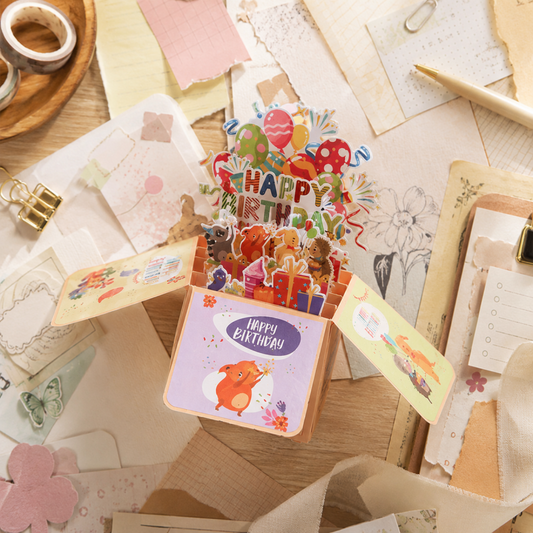 Animal Birthday Box Pop Up Card