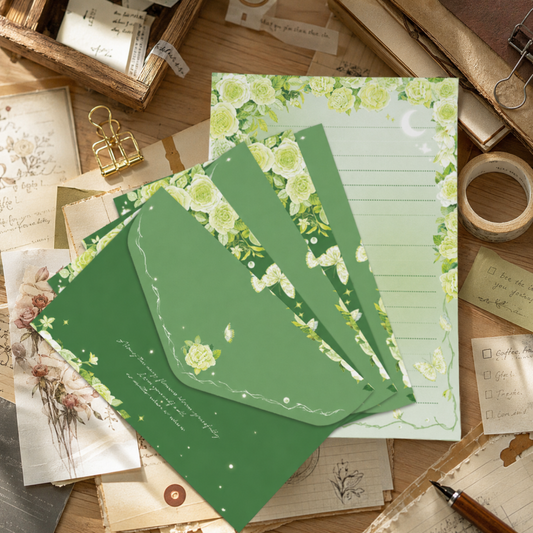 Spring Green Floral Letter Writing Set