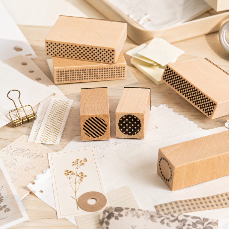 Geometric Aesthetic Beech Wood Stamp
