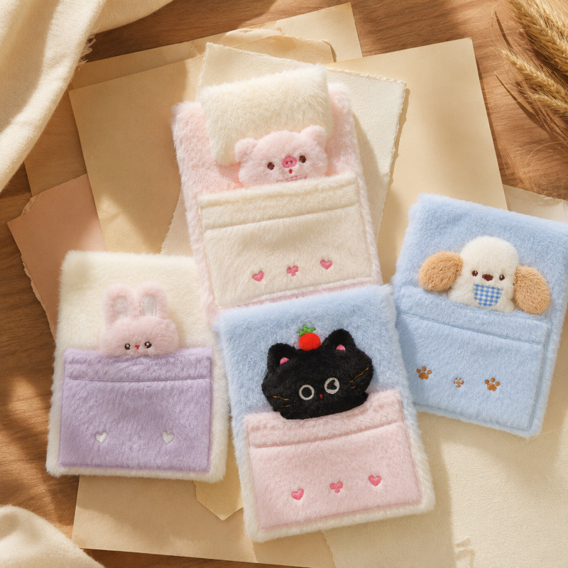 Kawaii Adorable Character Plush Journal Notebook