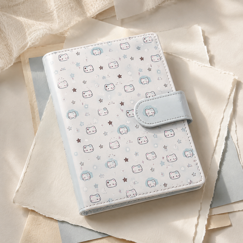 Cat Blue Magnetic Binder Notebook