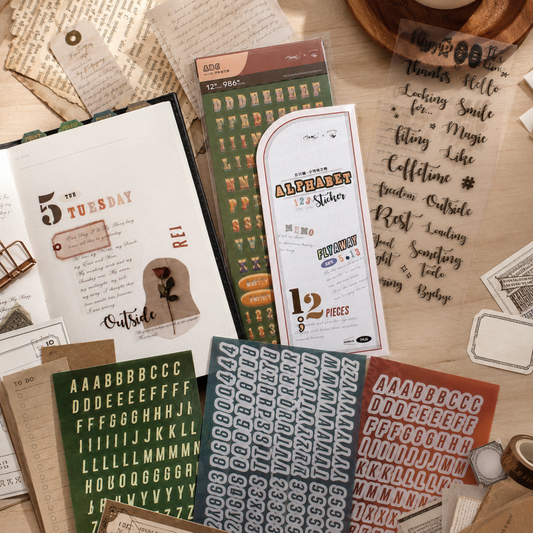 Alphabet Number Decorative Sticker Set-12Sheets