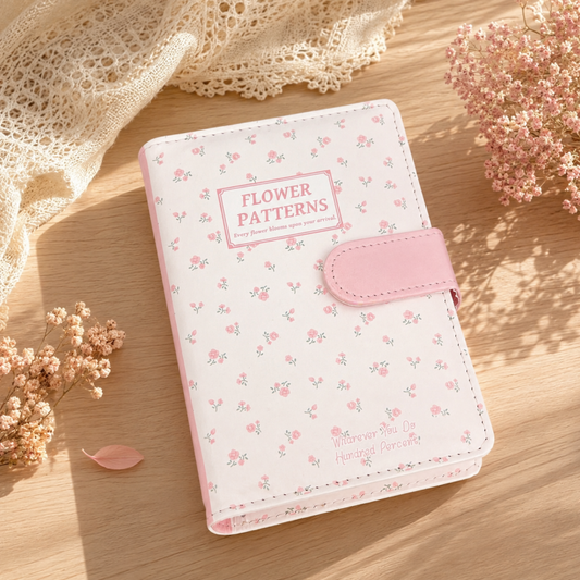 Pink Floral Magnetic Binder Notebook