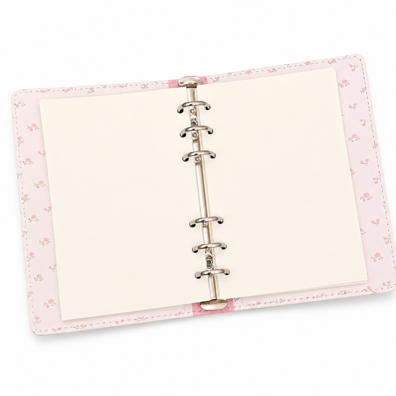 Pink Floral Magnetic Binder Notebook