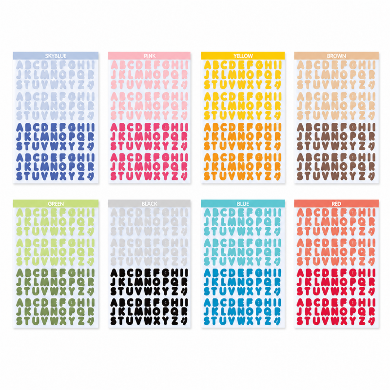 Colorful Alphabet Waterproof Sticker Sheet