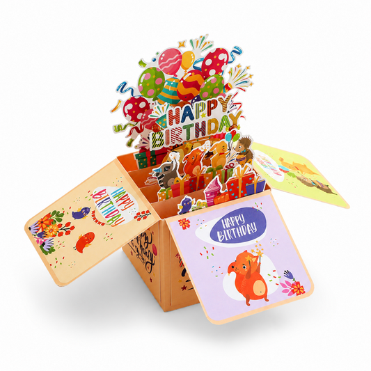 Animal Birthday Box Pop Up Card
