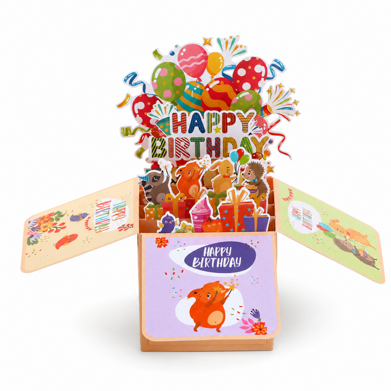 Animal Birthday Box Pop Up Card