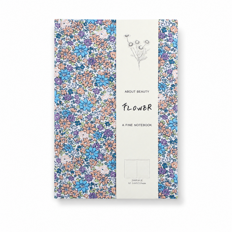 A5 Floral Fabric Cover Lined Journal Notebook