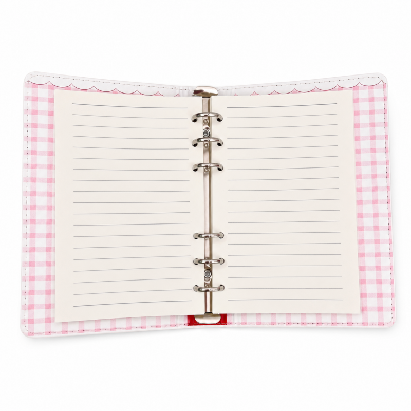Pink Floral Magnetic Binder Notebook